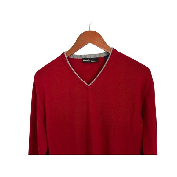 PERU Unlimited V-Neck Baby Alpaca Sweater Red Pullover Size Small - Picture 4 of 7